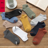 Fashion Men's Summer Socks Plus Size 5 pairs casual Cotton Low Cut Socks Men's Ankle Socks Large Size fit EU 43-46
