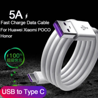 65W 5A Fast Charging USB Type C Cable For Xiaomi Redmi POCO Huawei Honor OPPO VIVO OnePlus Mobile Phone Charger USB C Data Cable