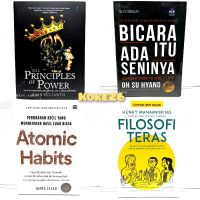 PAKET isi 4 Buku Motivasi Bicara Itu Ada Seninya + Atomic Habits + The Principles Of Power + Filosof