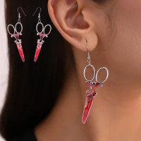 New Gothic Bloody Scissors Axe Dangle Earrings For Women Girls Fashion Dagger Saw Weapon Earring Halloween Party Jewelry Gifts