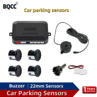 BQCC Car Parking Sensor Kit 4 Sensors Buzzer 22mm Reverse Backup Radar Sound Alert Indicator Probe System 12V Free Shipping