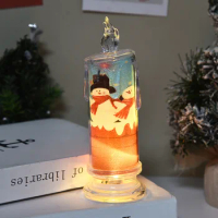 Santa Claus Snowman Elk Flameless Flickering Led Candle Battery Operated,Real Wax Pillar Candles Christmas Decal Decoration Gift