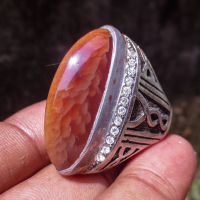 Cincin Batu Natural Pandan Nanas Madu Mulus dengan Germanium Buluk Jadul No. 12 (23\) Ring"