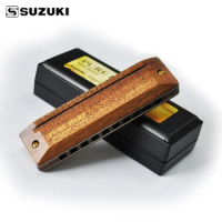 Suzuki Pure Harp Rosewood MR550H MR-550-C10-Hole Wooden Diatonic Harmonica / Blues Harp, Professional Grade Harmonica, Key of C