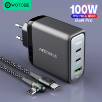 WOTOBEUS 100W GaN 3 Pro Wall Charger Quick Charge 5/4/3.0 USB C PD Fast Charger for MateBook Type-C Laptop iPhone14 13 12 mi13