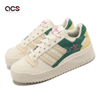 adidas 休閒鞋 Forum Bold Stripes W 女鞋 米白 綠 厚底 增高 皮革 復古 愛迪達 ID7078