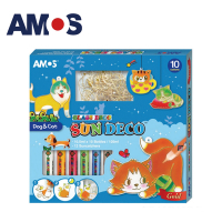 韓國AMOS 10色小狗貓咪壓克力模型板DIY玻璃彩繪組(台灣總代理公司貨)