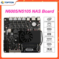 NAS Motherboard N6005 N5105 4x Intel i226-V 2.5G Nics Dual M.2 NVMe Six SATA3.0 2*DDR4 Mini ITX 17x17CM Soft Routing Mainboard