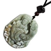 【十方佛教文物】降龍觀音{緬甸玉老糯種}翡翠(吉祥如意)