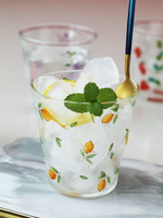 網紅高硼硅玻璃杯冷水熱水杯 耐高溫水杯家用大容量草莓檸檬圖案