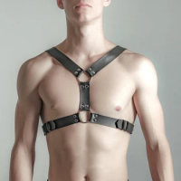 Harness for Men BDSM Gay Pu Leather Studded Decor Harness Adjustable Sex Bondage Harness Fetish Clothing Erotic Costume chest