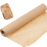 Honeycomb Cushioning Packing Paper, Brown Wrapping Paper Roll for Packing