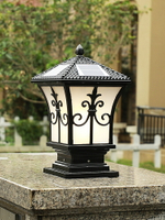 太陽能柱頭燈歐式戶外防水庭院燈美式家用室外花園別墅柱子墻頭燈