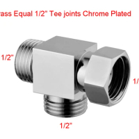 Equal 1/2" Copper Three-way Vavle Toilet Bidet Shattaf Diverter Equal Tee Joint Brass Forged Tee Fitting