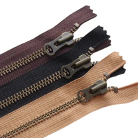 20pcs/Lot 8# 20cm To 50cm Vintage YKK Zipper Bronze Metal Close End Craft Diy Handmade Leather Bags Boots Sewing Accessories