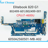 802499-001 802499-601 Laptop motherboard For HP Elitebook 820 G1 Core I7-4600U Mainboard 6050A2630701-MB-A01