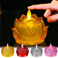 [Tiktok] Led Crystal Glazed Lamp Lotus Flower Candle Lamp For Buddha Eight Auspicious Lights Buddha 