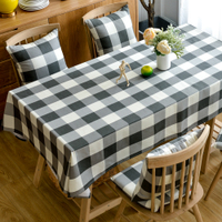 ข้ามพรมแดนที่เรียบง่าย Ins  ผ้าปูโต๊ะสีดำและสีขาวตารางลายสก๊อตผ้าปูโต๊ะผ้าฝ้ายผ้าลินินโต๊ะกาแฟอาหารค่ำผ้าผ้าปูโต๊ะ