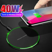 40W Fast Wireless Charger For Samsung Galaxy S10 S20 S9/S9+ S8 S7 Note 9 USB Qi Charging Pad for iPhone 15 14 Pro XS Max XR X 8