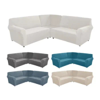 New 2024 Luxury Velvet Soft Stretchy U Shaped Sofa Slipcover Couch L Shape 7 Seater Sofa Cover Set with Corner Seat Sofa Cover