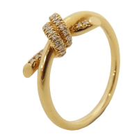 【二手名牌BRAND OFF】Tiffany &amp; Co 蒂芬妮 Tiffany Knot 18黃K 鑲鑽石 戒指