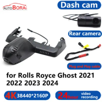AutoBora 4K Wifi 3840*2160 Car DVR Dash Cam Camera 24H Video Monitor for Rolls Royce Ghost 2021 2022 2023 2024