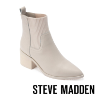 STEVE MADDEN-WINTER 拼接皮質尖頭短靴-米杏色