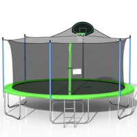 16FT Trampoline for Adults &amp; Kids with Basketball Hoop Outdoor Trampolines w/Ladder and Safety Enclosure Net for Kids and Adults
