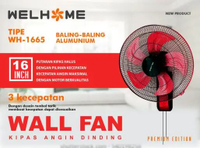 Kipas Angin Dinding 16 Inch Wall Fan WH 1665 Gantung Tembok Welhome Baling Besi High Speed Premium