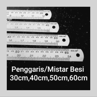 Penggaris Besi 50cm, Mistar Besi, Tipis, Lentur, Murah