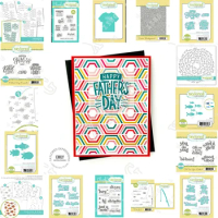Hexagon Layering Stencil Denim bod Background Father's Day Favorites Hook Line Sinker Swimming Fish You Didn't Dies Great Stamps