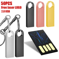 50PCS Free Custom LOGO USB Flash Drive 4GB 8GB 2.0 High Speed Pen Drive 16GB 32GB 64GB 128GB Pendrive metal usb sticks with key