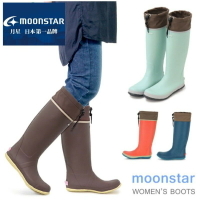 【領券滿額折100】 日本MoonStar MS RLS01繽紛流行雨靴長筒靴園藝靴赤玉土色/海洋藍 雨靴 防水鞋 雨鞋(2色)