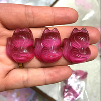 天然粉紅色貓眼石狐貍吊墜女粉水晶狐貍掛墜狐仙招桃花1入