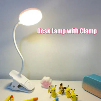 Table Lamp USB Rechargeable 3 light modes LED Desk Lamp Touch Clip Study Clip-on Table Lamps Flexible Desktop Lamp Bedside Light