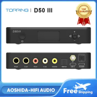TOPPING D50III Desktop Decoder HiFi Audio Bluetooth5.1 DAC Double ES9039Q2M Decoding Chip PCM768 DSD512 Pre-Amp Dual Type-C DAC
