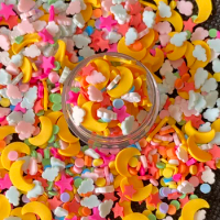 30g Mixed Crystal Pearl Beads Moon Star Polymer Slices Clay Sprinkles for Slimes Filler Tiny Cute Plastic Klei Acces DIY ,Filler