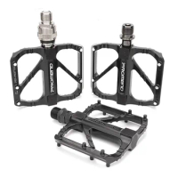 1 Pair Bicycle Pedal Black Aluminum alloy Ultralight for Road Foldable Bike Bearing Pedal Cycling Accessories