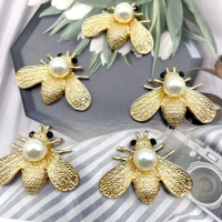 5 Pcs Rhinestone Insects Buttons Bee Buckles Badge Brooch Pin Buttons for Clothing Women DIY Aceessories Bag Shoes