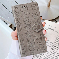 Leather Case For Sony Xperia 5 10 1 V IV iii ii ACE 3 L4 8 Lite XZ5 Cat dog Card Flip Wallet Shockproof Book Shell Phone Case