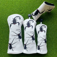 Personality Scorpion Centipede golf club Fairway Headcovers For Driver Woods Hybrid Waterproof Protector PU Leather Putter Cover