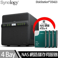 Synology群暉科技 DS423 NAS 搭 Synology HAT3300 Plus系列 4TB NAS專用硬碟 x 4