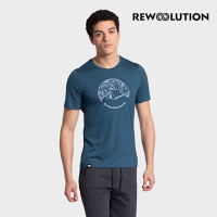 【Rewoolution】男 ARAI 140g短袖印花T恤[愛琴海藍] 戶外登山 羊毛衣 上衣 運動服飾 REEB1MC515