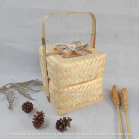 Besek Tenteng Susun 2 Bleaching MIKA Pita 20cm 25cm | tempat wajik kemasan | hampers makanan | seser