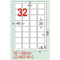 【龍德】LD-863(圓角) 雷射、影印專用標籤-紅銅板 35x48mm 20大張/包