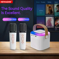 New Mic Karaoke hine for s and Kid Subwoofer Portable Bluetooth Speaker System with 1-2 Wireless Microphone Music Player