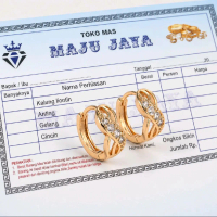 [COD] Anting Dewasa Motif Jepit Delapan Permata Anting Emas muda plus surat