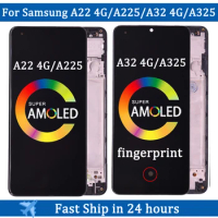 Super AMOLED For Samsung A32 4G A325 A325F LCD For Samsung A22 4G A225 A225F LCD Display Touch Screen Digitizer Frame