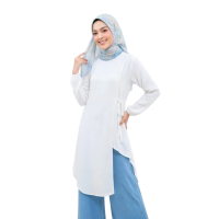 AMMY - Daily Tunik Putih Polos Simple Elegan Stylish Fashionable OOTD Muslimah Kekinian Matterial Cr