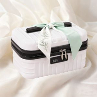 全城熱賣 - 16寸密碼鎖收納箱帶鎖的小盒子手提儲物盒宿舍化妝品小箱子行李箱忌廉白16寸【升級版帶鎖-帶絲帶】